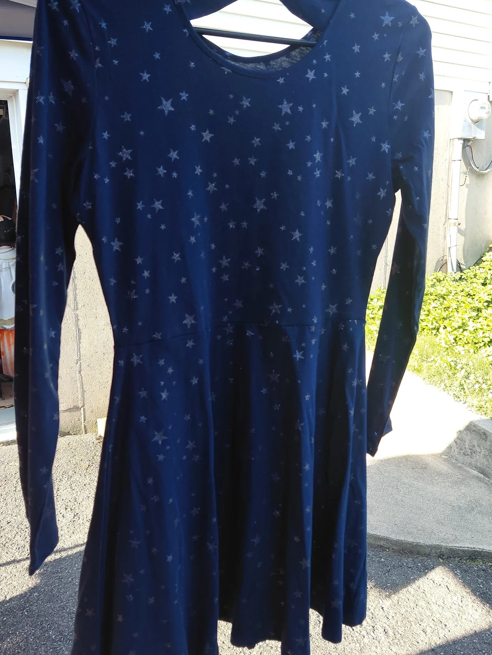 Children's Place Navy Star Print Long Sleeve Skater Dress